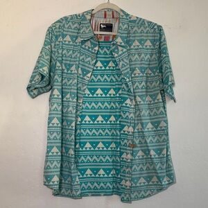 Modern Amusement Teal and White Patterned Men's Shirt